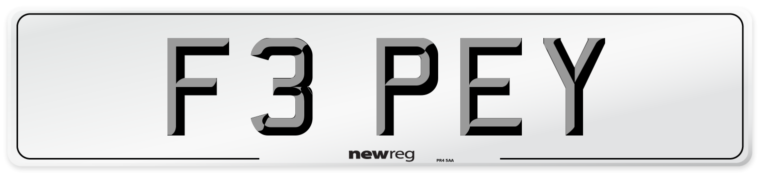 F3 PEY Number Plate from New Reg
